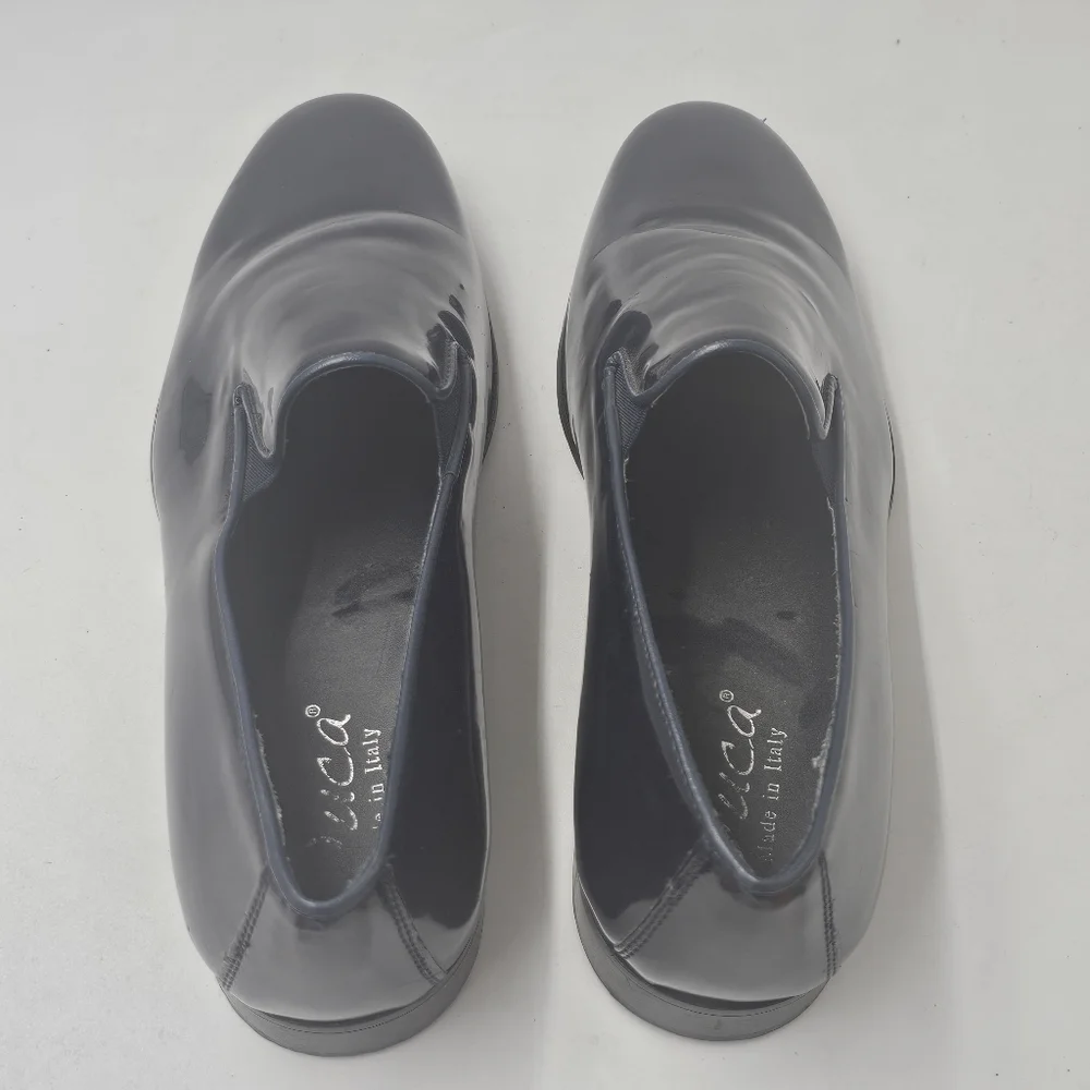 Duca by Matiste Navy Patent Leather Smoking Slipper Loafers Almond Toe Size 40 E